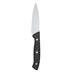Kitchen paring knife with black handle isolated