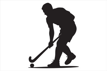 Hockey Players Silhouette Set  Sport Action Poses Vector Design