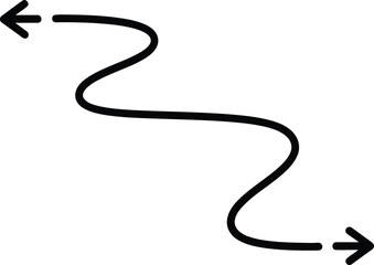 Fototapeta premium Black curvy line with opposite facing arrows hand drawn style vector illustration