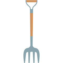 Garden Pitchfork With Wooden Handle And Metal Tines On Transparent Background