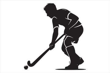 Hockey Players Silhouette Set  Sport Action Poses Vector Design