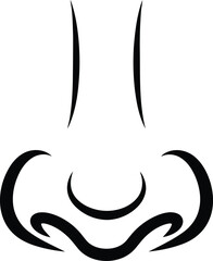 Minimalist Human Nose Line Art Vector Icon Abstract Contour Drawing Black and White