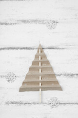 Traditional New Year composition. Festive decor, handmade paper flowers, gift idea. Holiday time