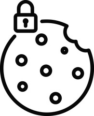 Cookie Privacy and Security Protection Icon Outline Vector Illustration