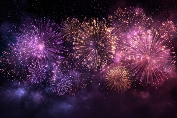 Colorful Fireworks Illuminate the Night Sky During a Celebration Festival