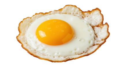 Perfect sunny side up fried egg isolated for food menu design or breakfast concepts isolated PNG with Transparent Background