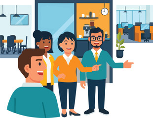 Diverse group of professionals collaborating in a modern office setting 2.