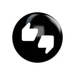 White thumbs up and down on black glossy rounded button