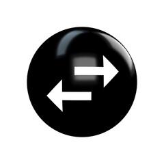 black glossy button with arrow transfer white icon