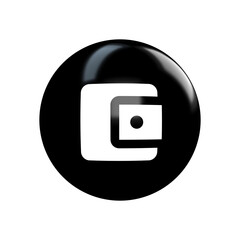 white wallet icon on black glossy internet button