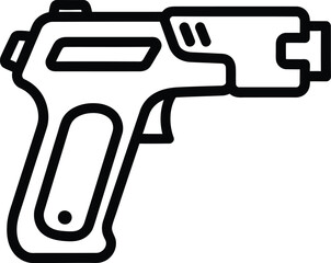 Minimalist Handgun Pistol Line Icon Vector Graphic Illustration for Security and Defense