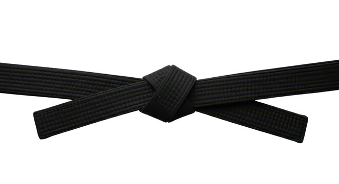 Traditional black belt knot symbolizing mastery, success, and discipline in martial arts. isolated PNG with Transparent Background