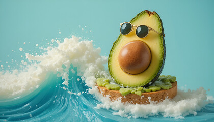 Avocado Surfer – Avocado Half Surfing on Toast Wave