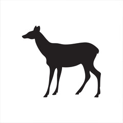 Fototapeta premium Deer Silhouette Standing Gracefully – Elegant Wild Animal Vector in Black and White
