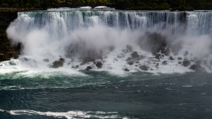 Roaring American Falls, one of three majestic waterfalls that comprise Niagara Falls on the United States-Canadian border. © Yehoshua Halevi