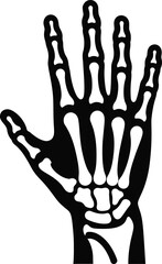 Minimalist Hand Skeleton Icon X-ray Style Vector Graphic Black and White Anatomy