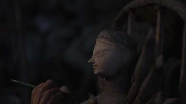 making ma durga using clay and Bengali cultural supremacy