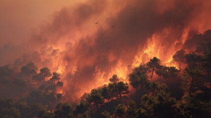 Fototapeta premium Forest fire landscape destruction