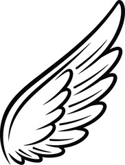 Naklejka premium Stylized cartoon single angel wing outline vector illustration
