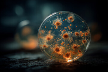 Futuristische Wissenschaft – Universum in einer Petrischale, Symbol für Forschung und Innovation