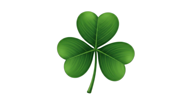 Detailed realistic green three-leaf clover shamrock symbol for good luck and St. Patrick's Day. isolated PNG with Transparent Background