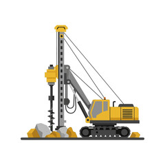 Heavy Duty Construction Drilling Machine on Crawler Tracks.
