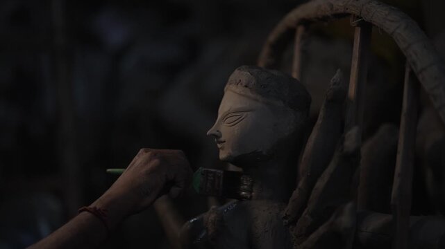 making ma durga using clay and Bengali cultural supremacy