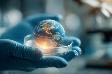 Futuristische Wissenschaft – Universum in einer Petrischale, Symbol für Forschung und Innovation