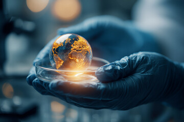 Futuristische Wissenschaft – Universum in einer Petrischale, Symbol für Forschung und Innovation