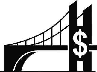 Bridge infrastructure with dollar sign icon symbolizing toll road or investment vector