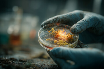 Futuristische Wissenschaft – Universum in einer Petrischale, Symbol für Forschung und Innovation