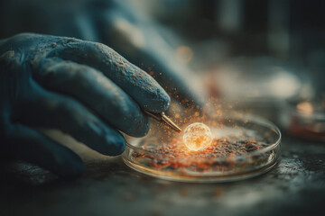 Futuristische Wissenschaft – Universum in einer Petrischale, Symbol für Forschung und Innovation