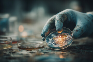 Futuristische Wissenschaft – Universum in einer Petrischale, Symbol für Forschung und Innovation