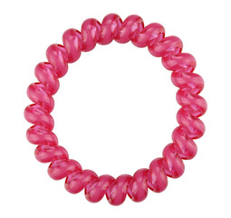 Obraz premium Pink spiral hair bands isolated on a transparent background. Full depth of field. PNG.