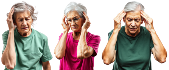 Senior woman suffering from a strong headache or migraine