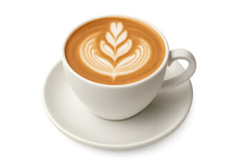 Obraz premium Cappuccino with latte art in white ceramic cup