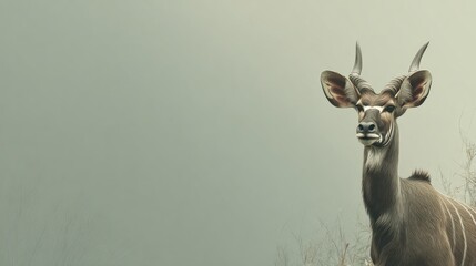Antelope in misty landscape
