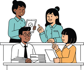 Diverse Business Team Collaborating and Discussing Ideas in Office.