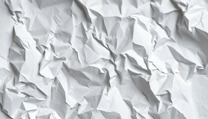 Obraz premium A crumpled sheet of white paper, creases and folds visible, texture emphasized, close up, stationery