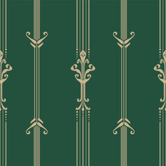 Damask art nouveau seamless pattern element. Vintage classical old fashioned damask ornament, seamless texture for wallpapers, textile.