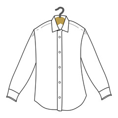Blank White Dress Shirt on Hanger, hand-drawn illustration in minimal style