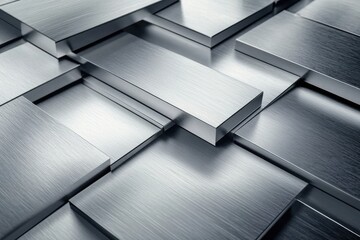 Fototapeta premium sleek silver texture with a geometric design of paper rectangles- creating a modern and sophisticated visual representation of technological innovation