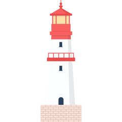 Iconic White And Red Lighthouse Tower With Stone Base And Transparent Background In Daylight