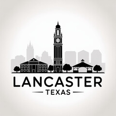 ‎Lancaster Skyline Silhouette — A Historic North Texas City Vector Illustration