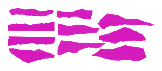 Purple Torn Paper Texture Set – Ripped Edge Collage Elements on Black Background