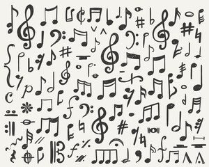 Hand -drawn music notes vector big collection