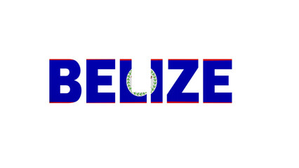 Belize Text With Flag Isolated On Transparent PNG Background	