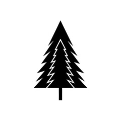 Obraz premium Silhouette of a triangular pine tree on transparent background