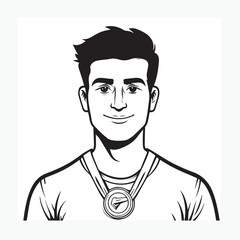 vector illustration of a man with a medal