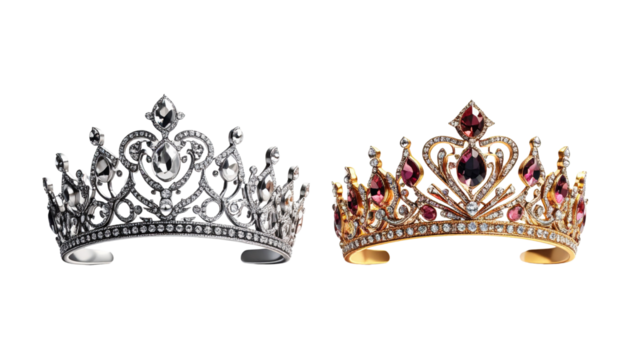Elegant Tiara Duo Collection isolated on transparent background - Powered by Adobe